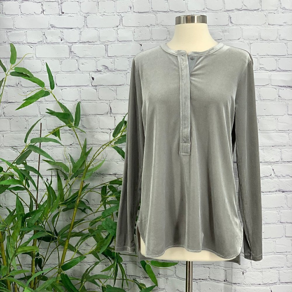 Lauren Ralph Lauren Green Velvet Long Sleeve Top